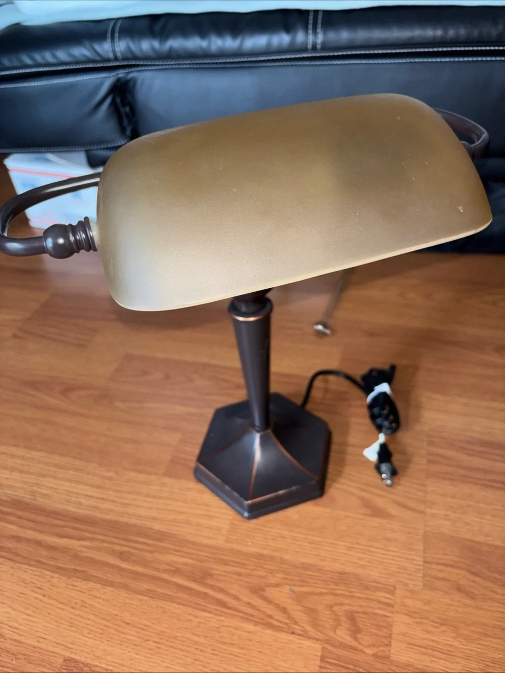 Vintage Style Bankers Lamp Frosted Glass Shade Pull Chain Desk Lamp 16” Works